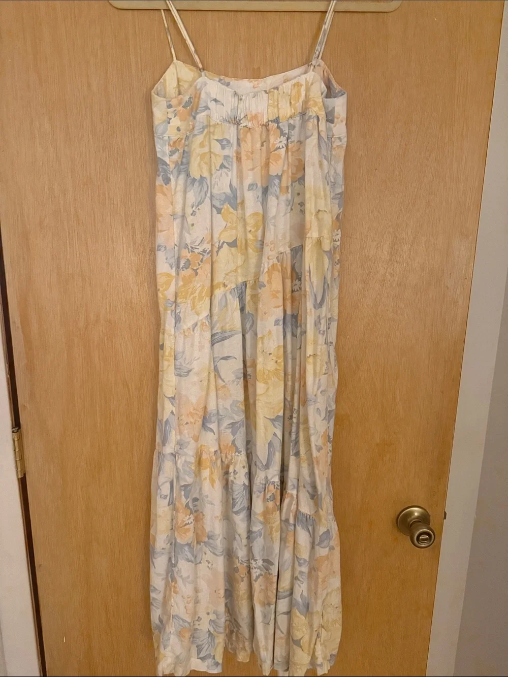 Abercrombie and Fitch Women’s Floral Maxi Sundress in Pastel Yellow & Blue